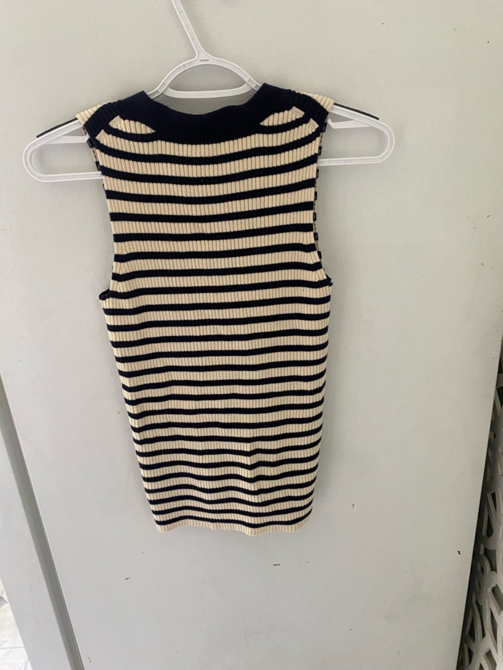 J. Crew Striped Lace-Up Ribbed Tank - Cream & Navy - Picture 2 of 5